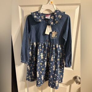 Disney Blue Denim Dress with Minnie Mouse and Floral Design